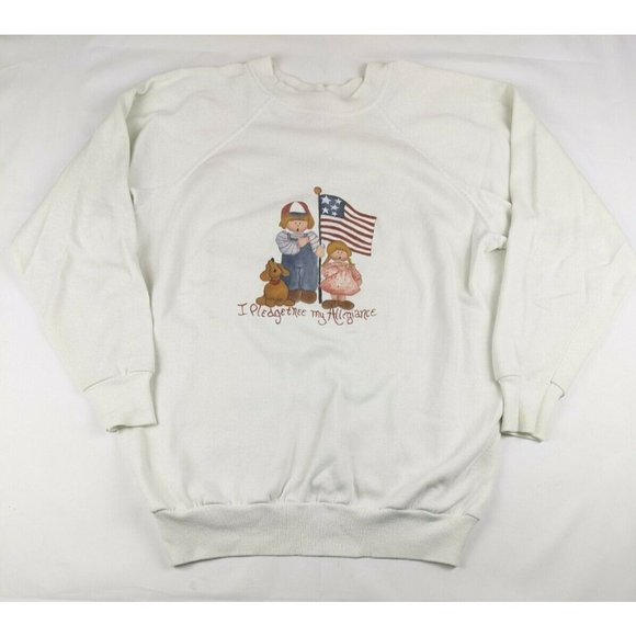 Vintage Women's Pledge Allegiance Sweatshirt MacGregor USA Made Size 2XL XXL - Picture 1 of 6